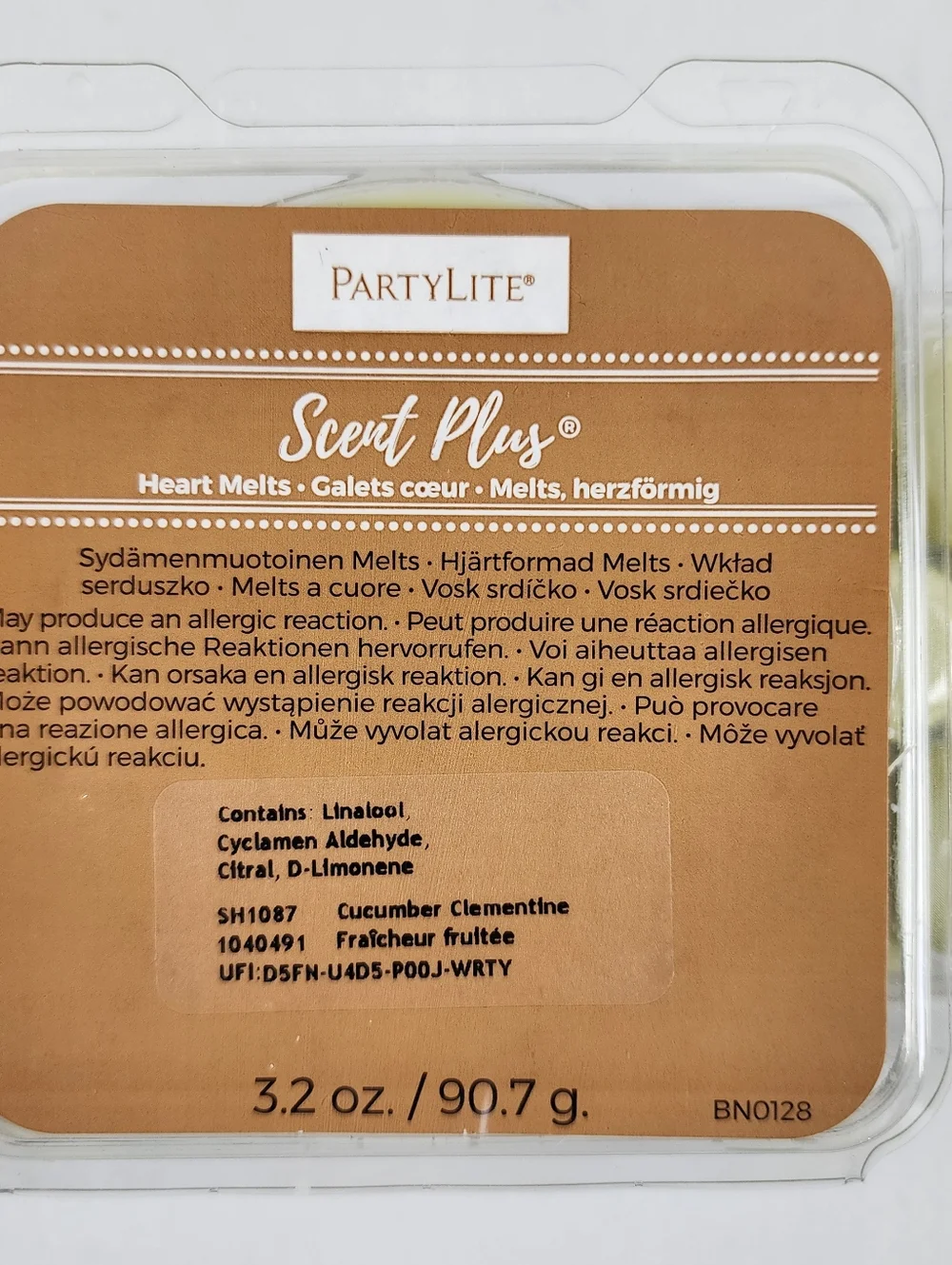 PartyLite Cucumber Clementine Scent Plus Heart Wax Melts Green (3) Pack Bundle - Picture 3 of 4
